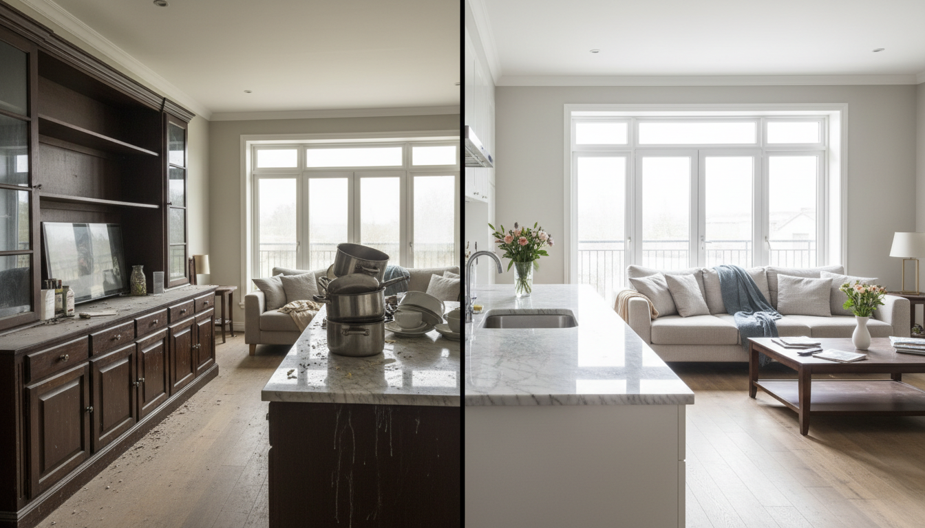 Before and after professional house cleaning in Jacksonville, FL