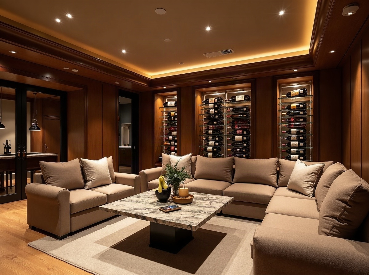 Rittenhouse Row lounge and wine wall basement remodel in Philadelphia