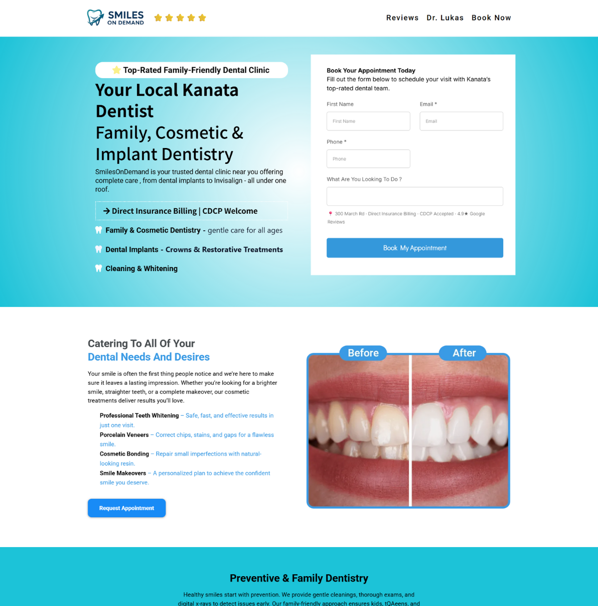 An example of a website for dental clients. This is clearly designed for google ads as it is rich in keywords.