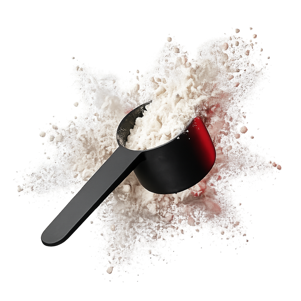 3D supplement powder scoop with splash