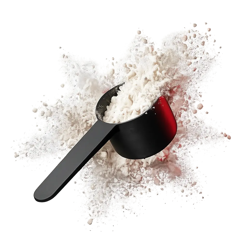 3D supplement powder scoop with splash