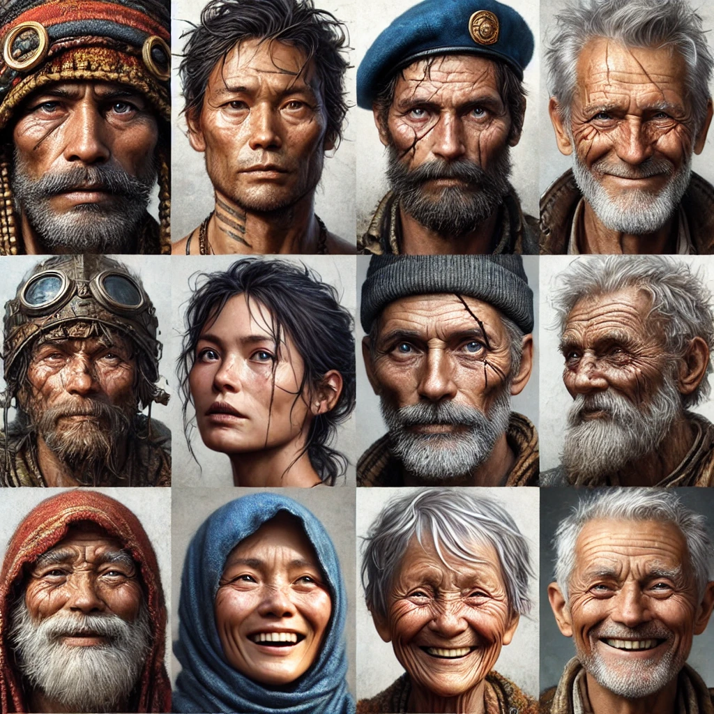 illustration of character facial features reflecting their background