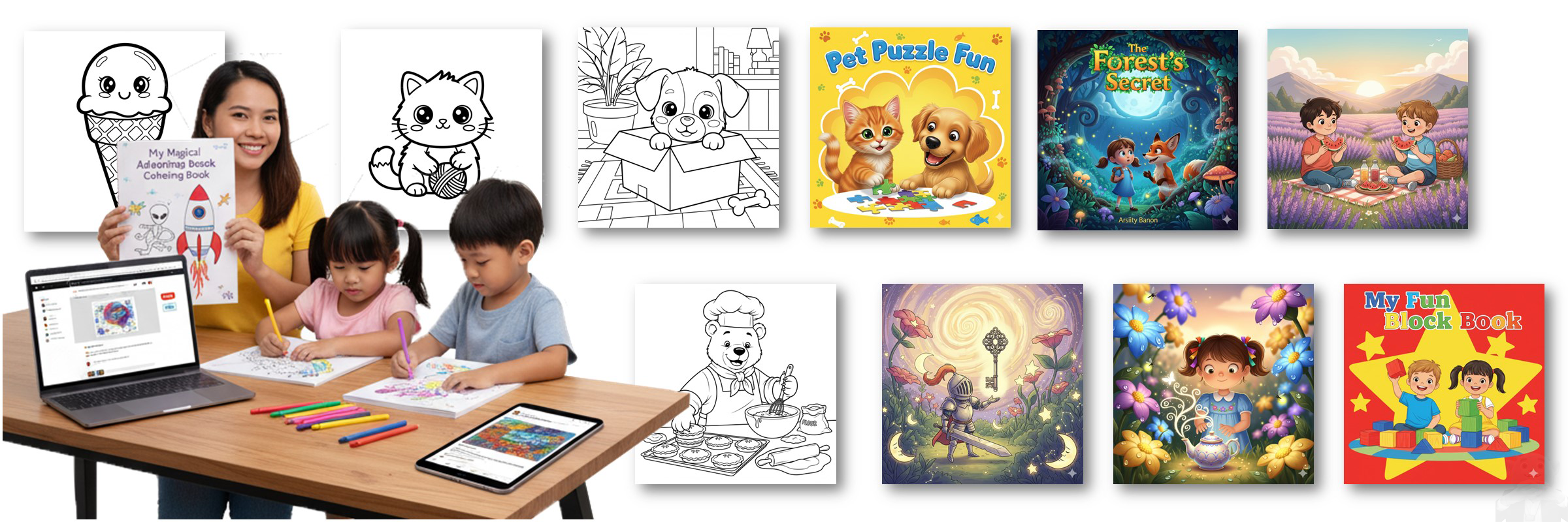 AI-generated coloring pages