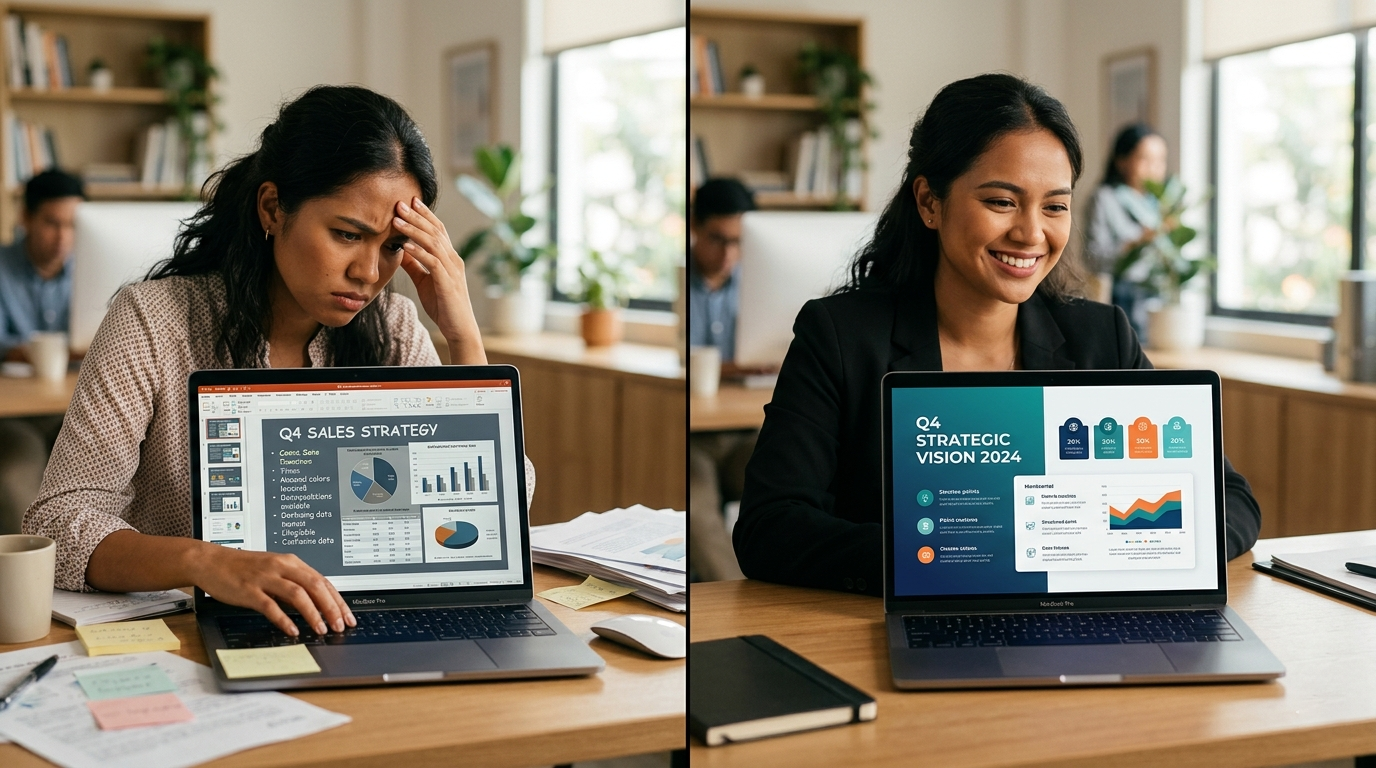 Before and after: from messy slides to polished presentations