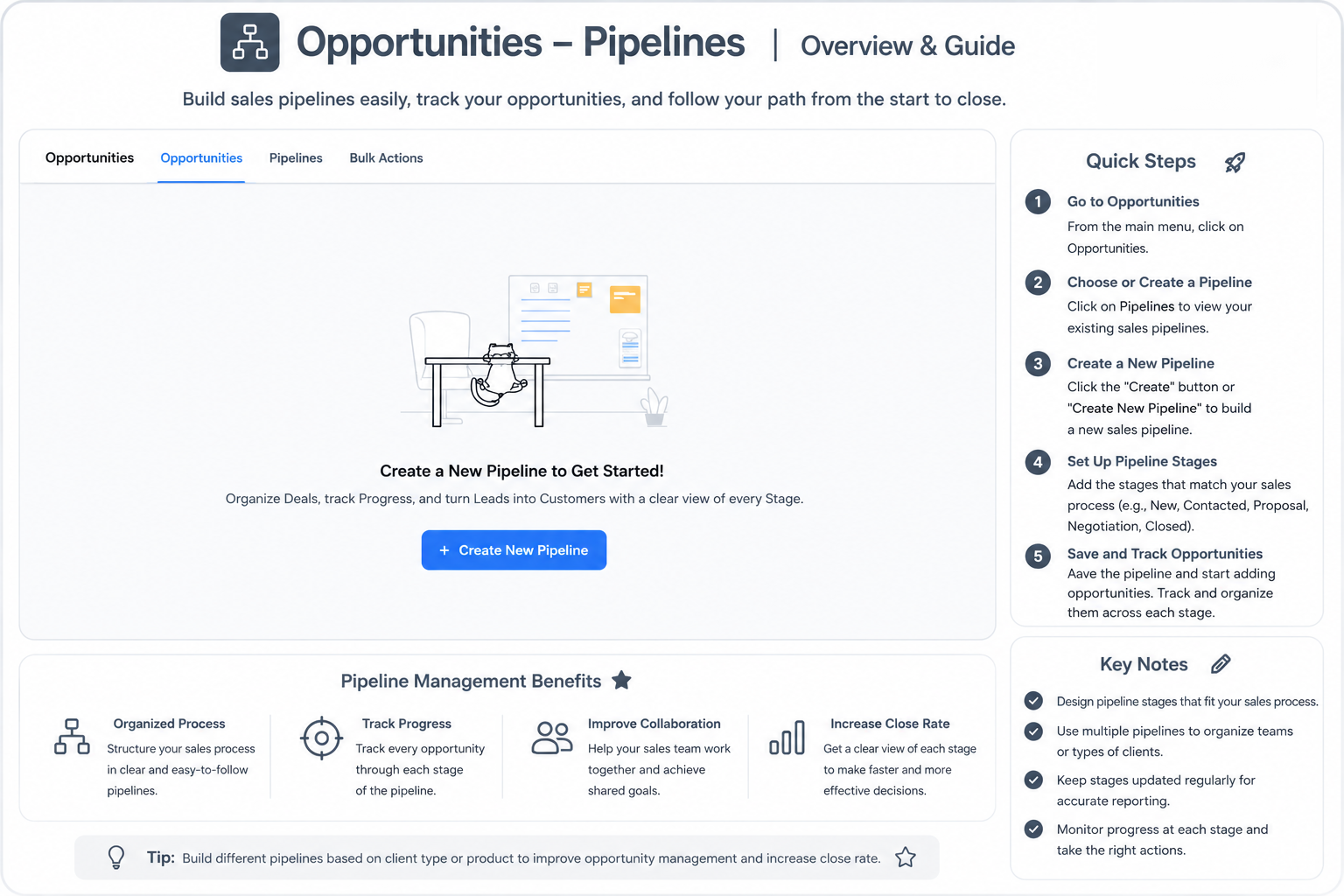 Tracking board interface and task cards inside the platform