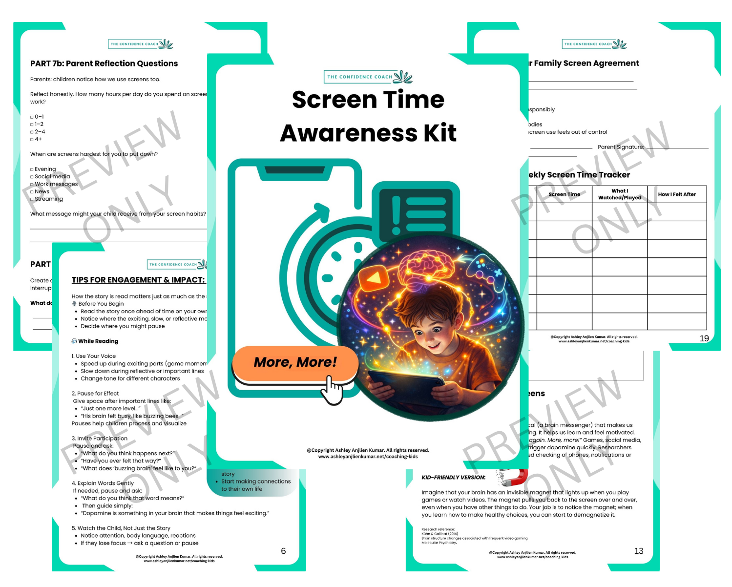 Screen Time Awareness Kit for kids ages 6–11 with brain-based learning activities, parent reflection worksheets, and screen time tracker Screen Time Awareness Kit for kids ages 6–11 with brain-based learning activities, parent reflection worksheets, and screen time tracker