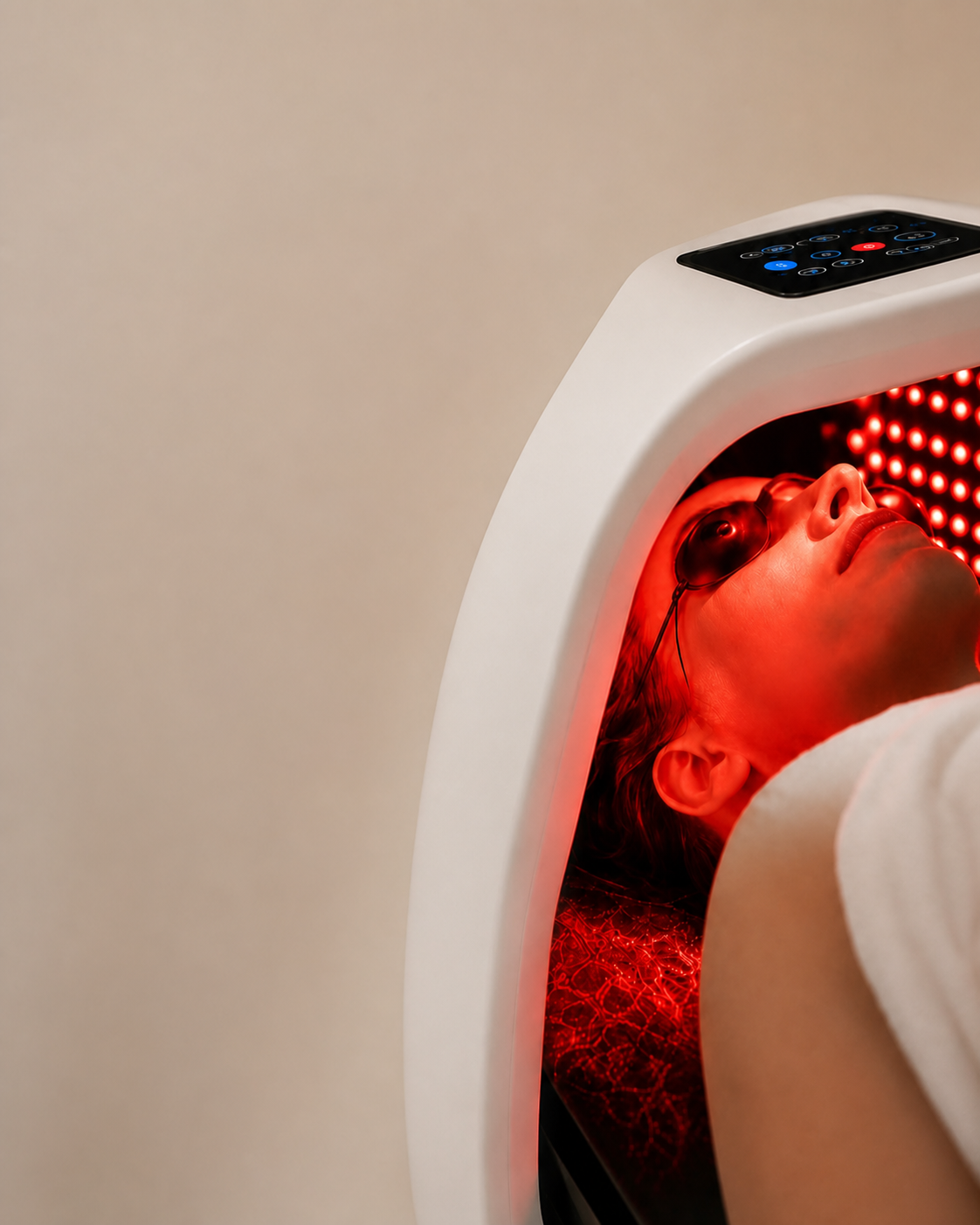 Red light therapy during a Platinum Japanese head spa ritual in Surrey