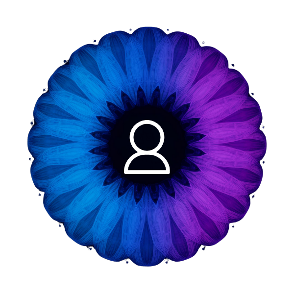 Blue and purple circle with a human icon in the middle.