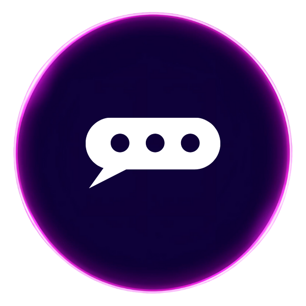 A purple circle with an icon in the middle that shows a message box