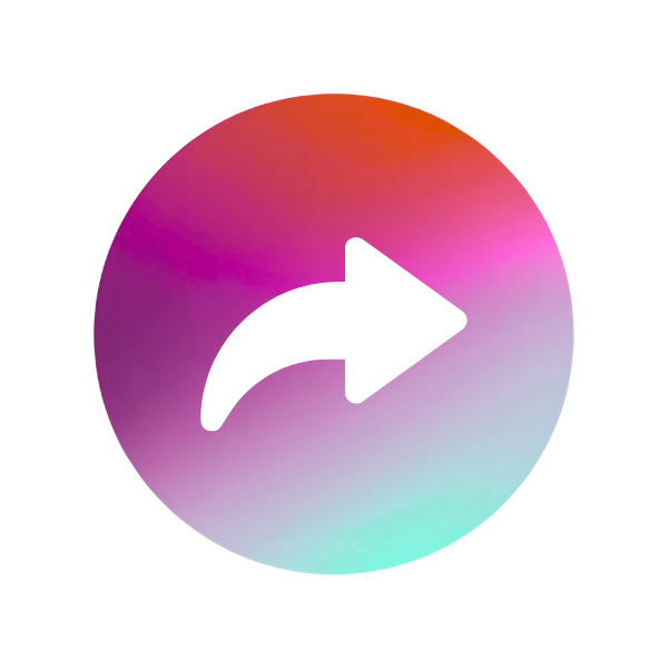 Pink and light blue circle with an arrow pointing right in the middle.