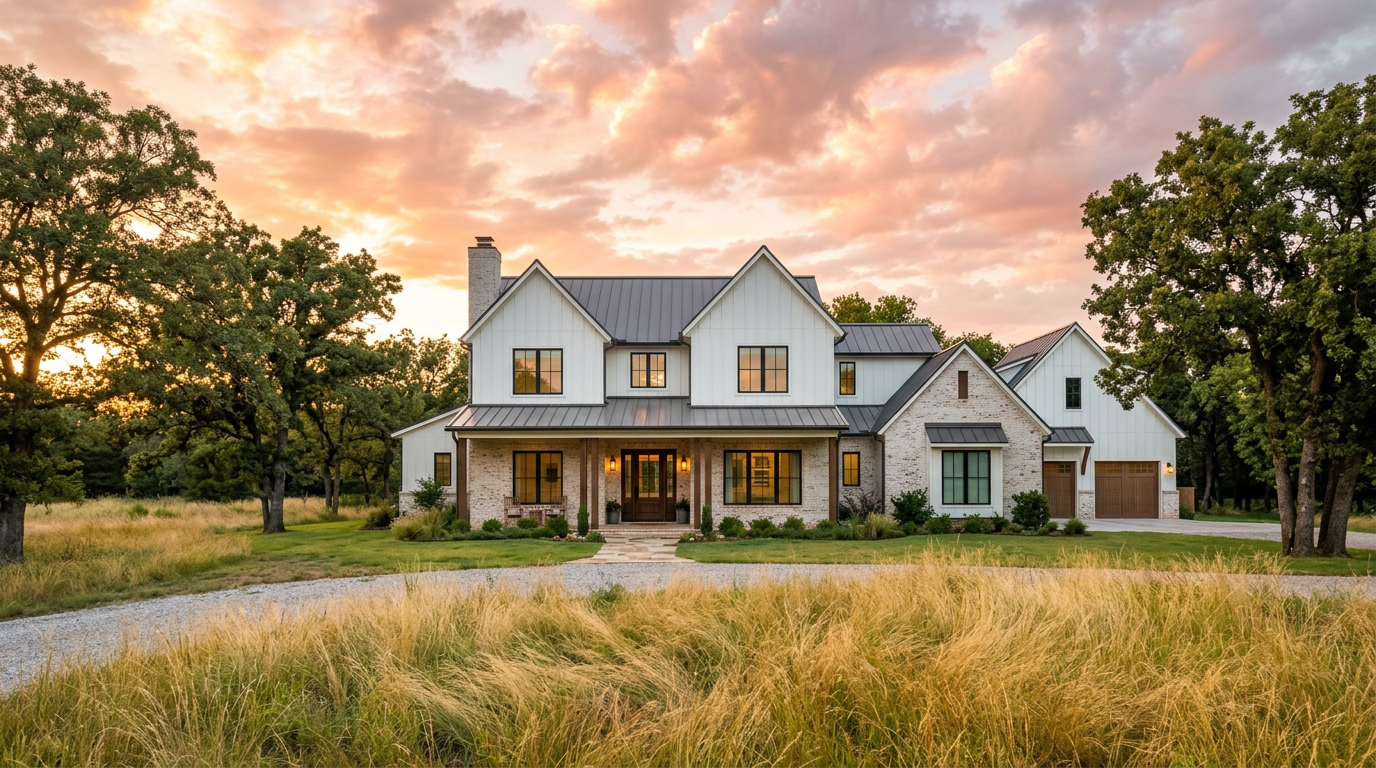 New construction modern farmhouse on a large lot, one of many new homes for sale in Piedmont OK