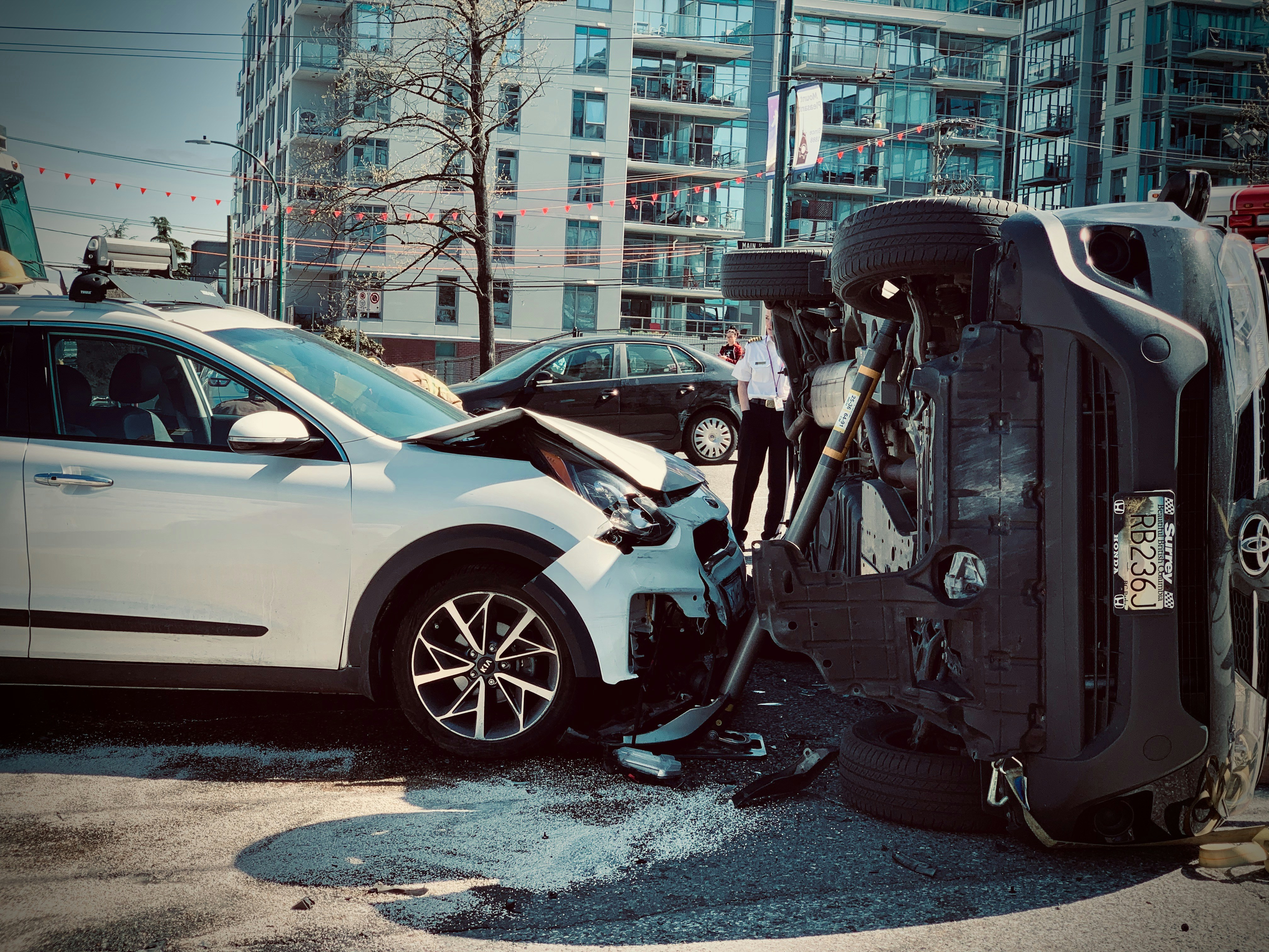 Car accident scene on NYC street