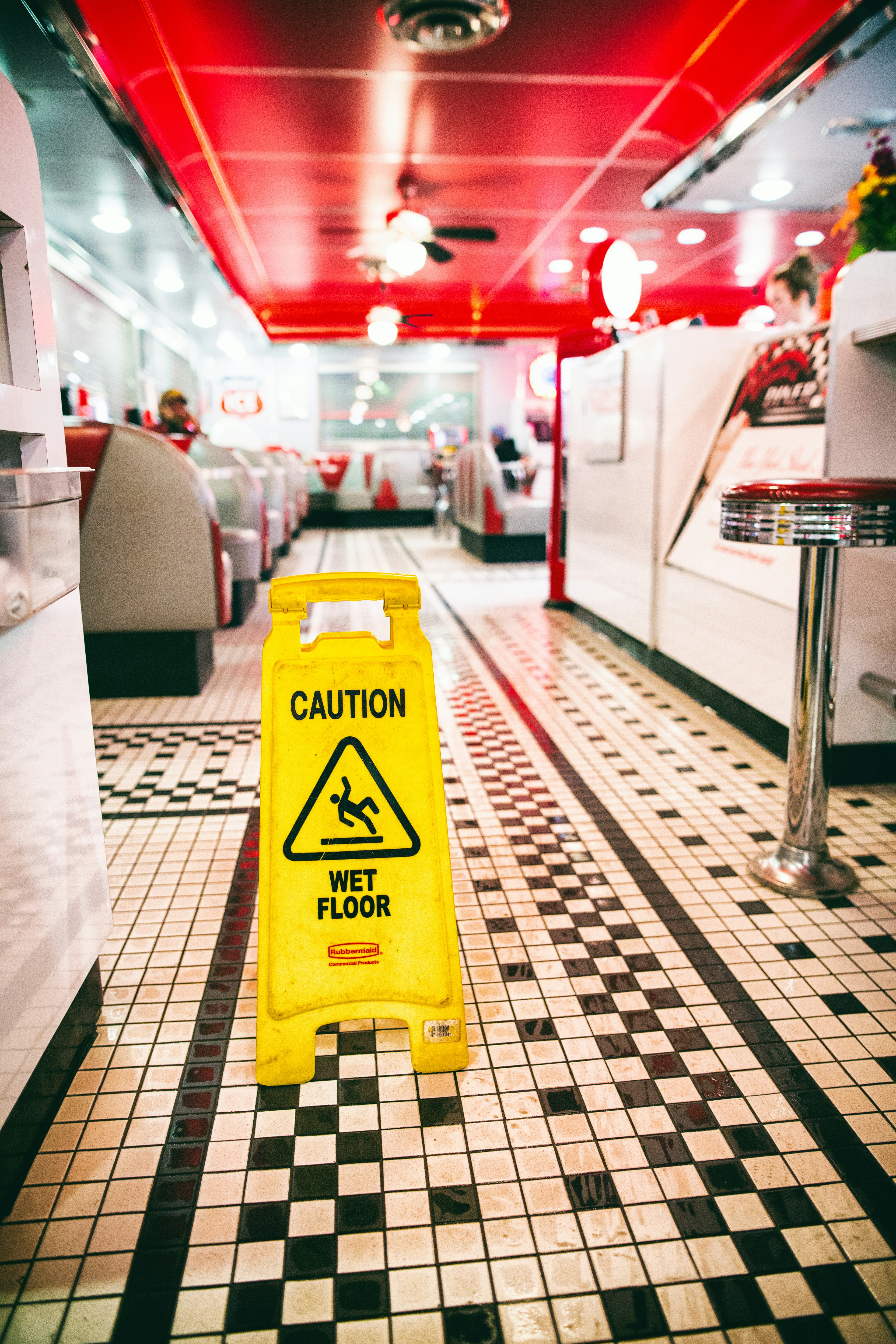 Wet floor slip and fall hazard