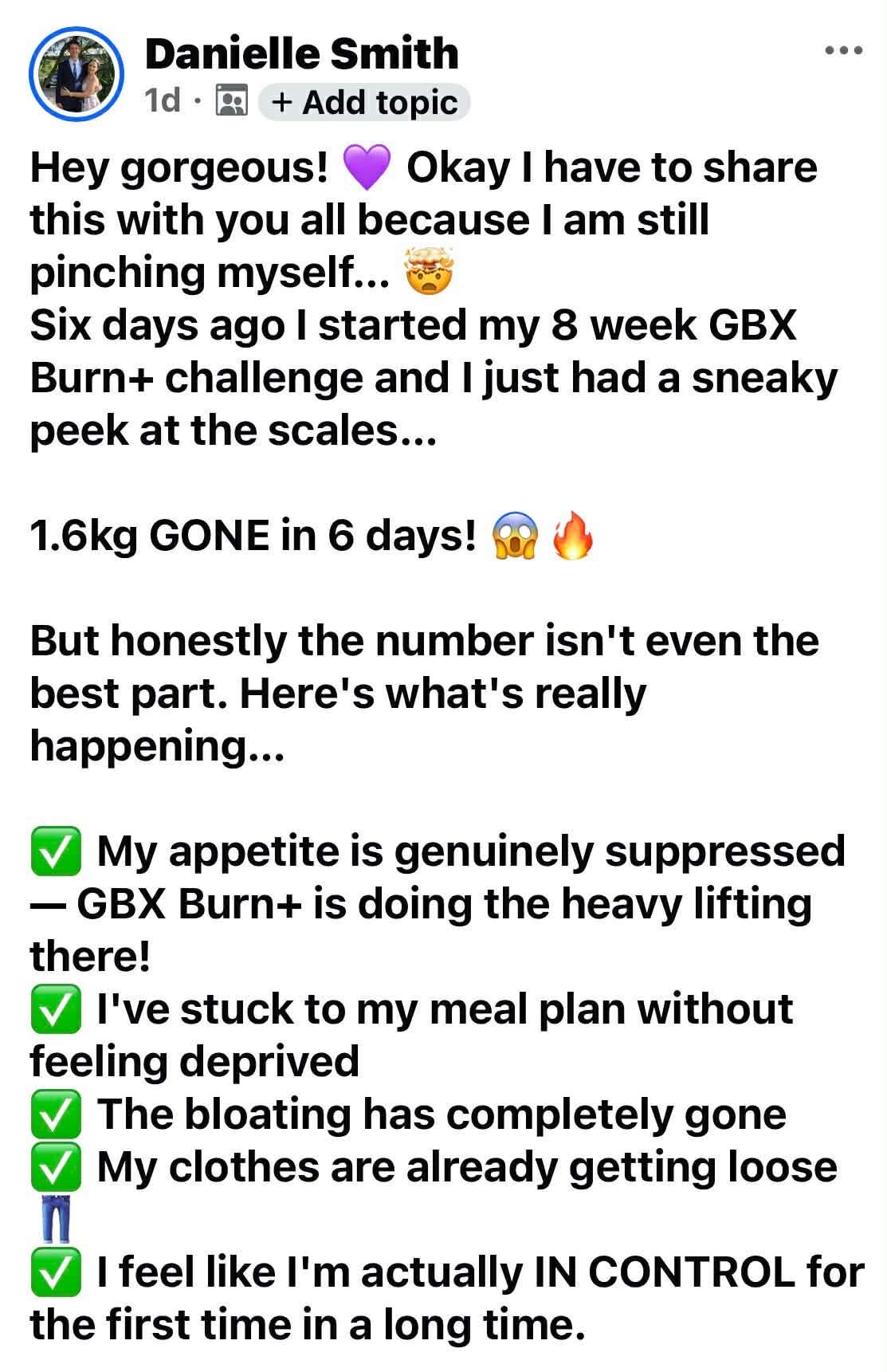 Burn+ customer result