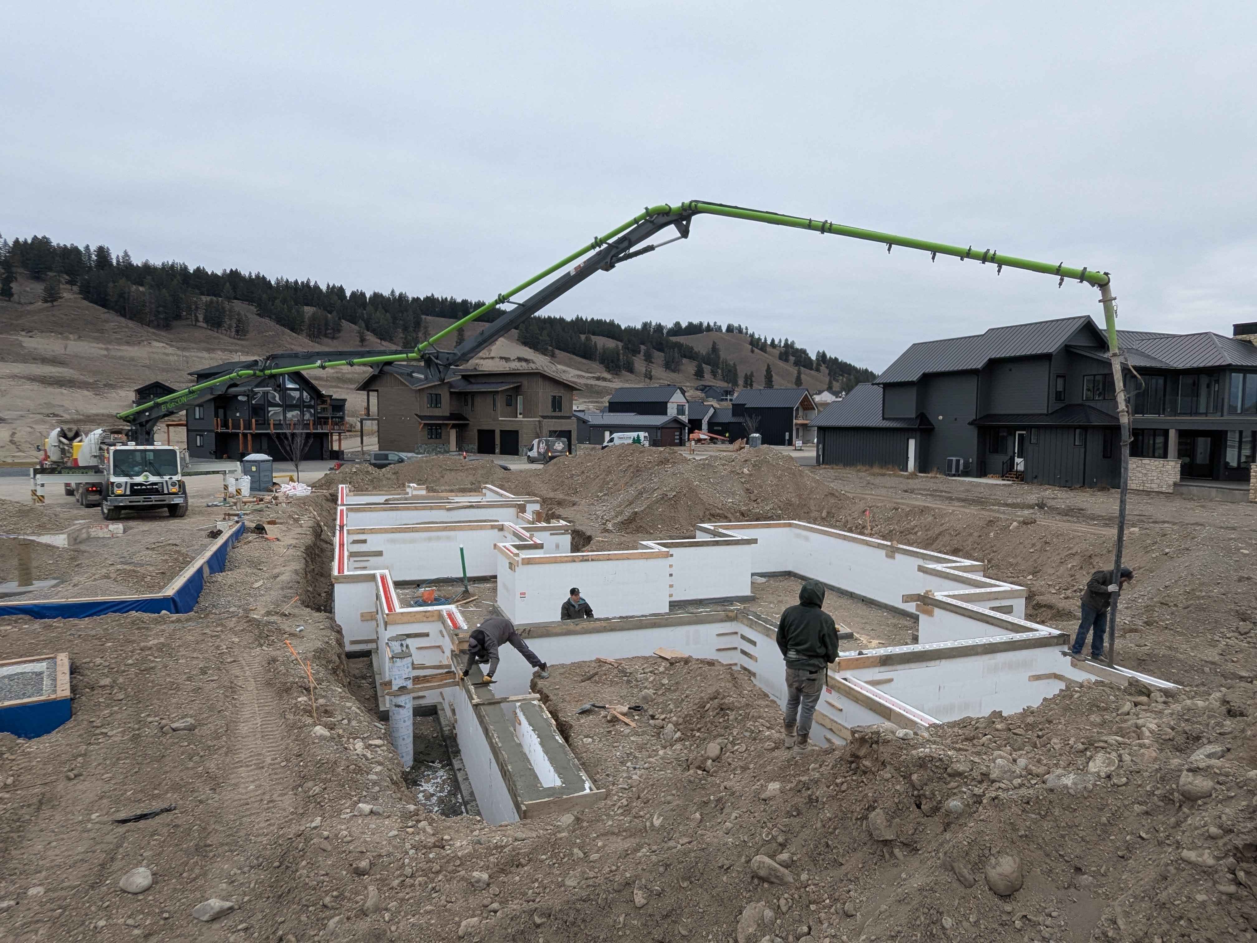 Concrete being poured into ICF wall forms