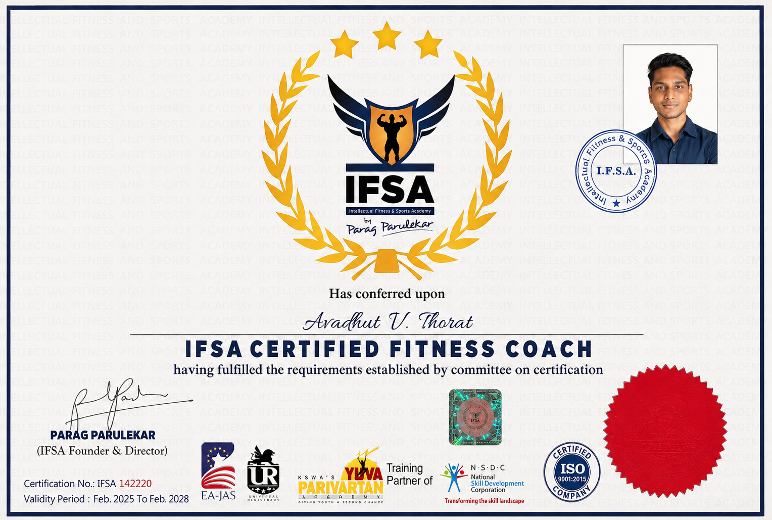 Avadhut Thorat IFSA certificate