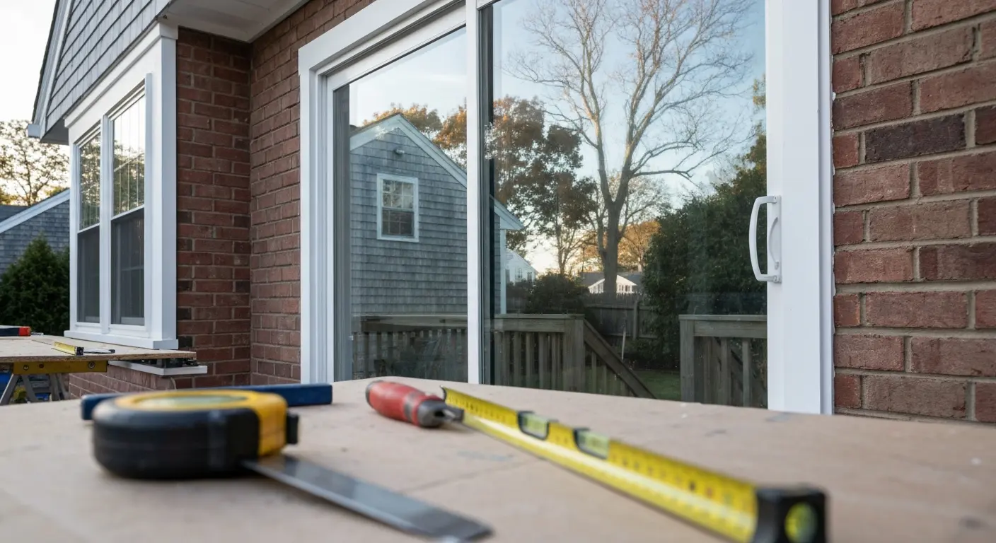 Broken patio door glass