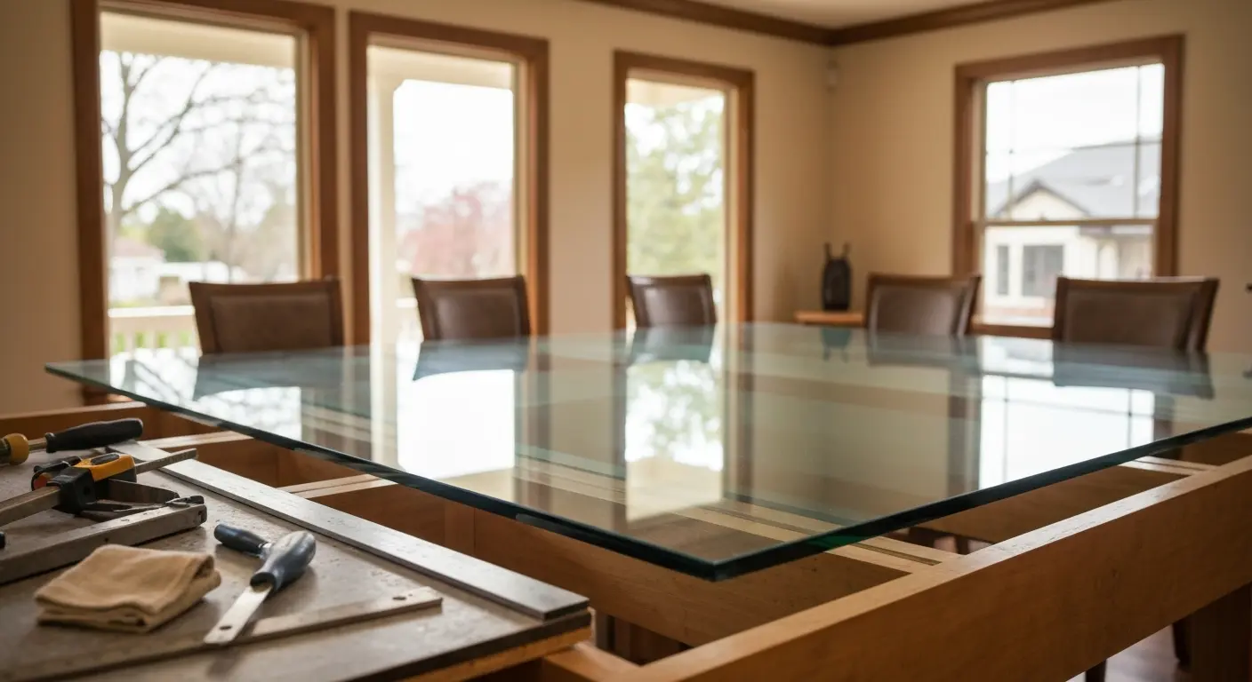 Custom glass table top fabrication