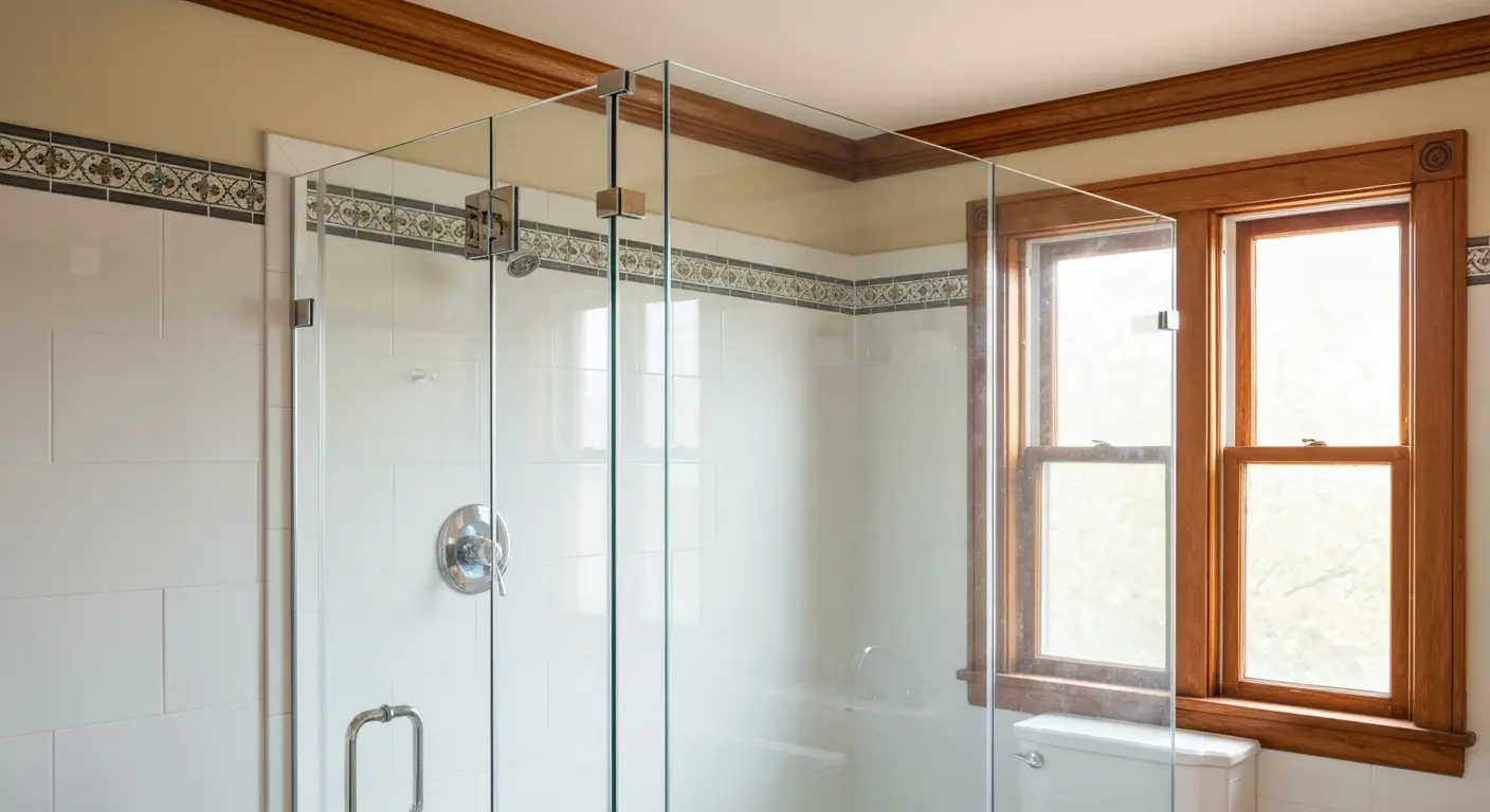 Frameless shower enclosure