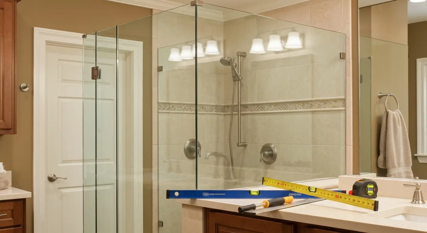 Frameless shower enclosure