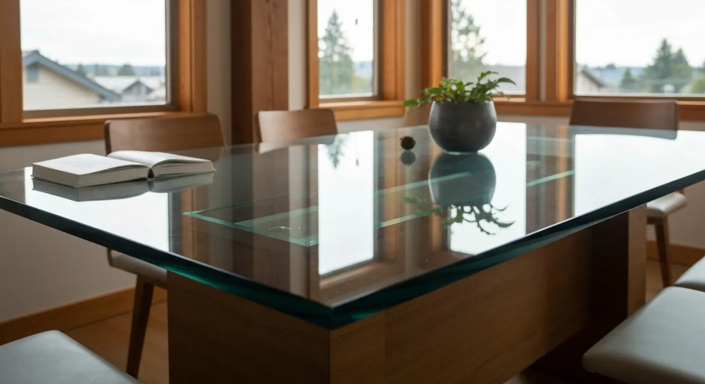 Custom glass dining table top