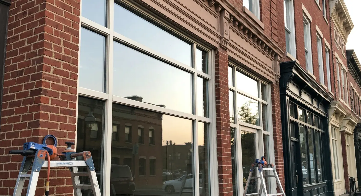 Commercial storefront glass repair in Shaw, DC