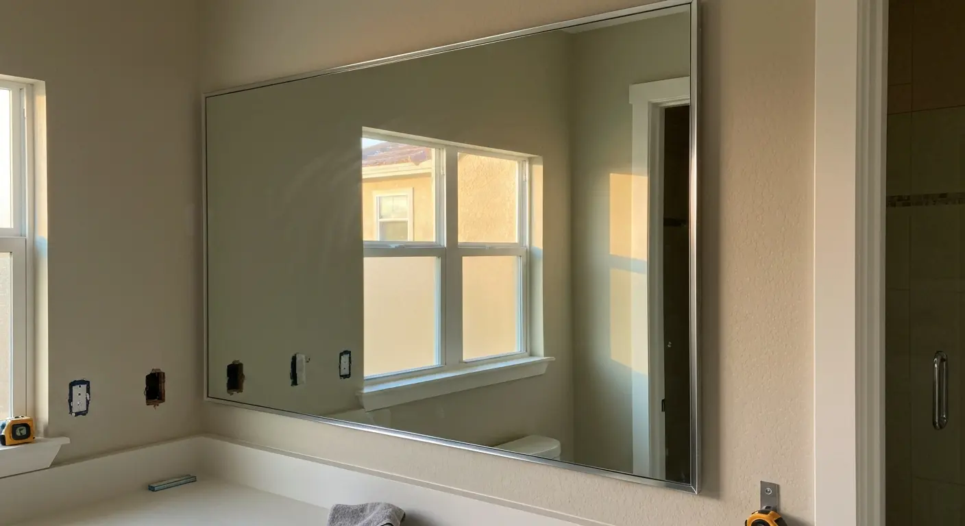 Custom bathroom mirror installation