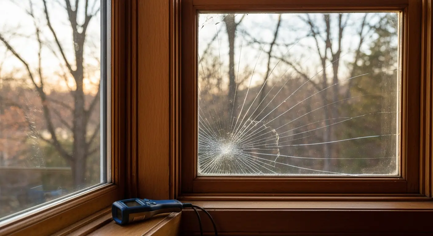 Cracked window from thermal stress