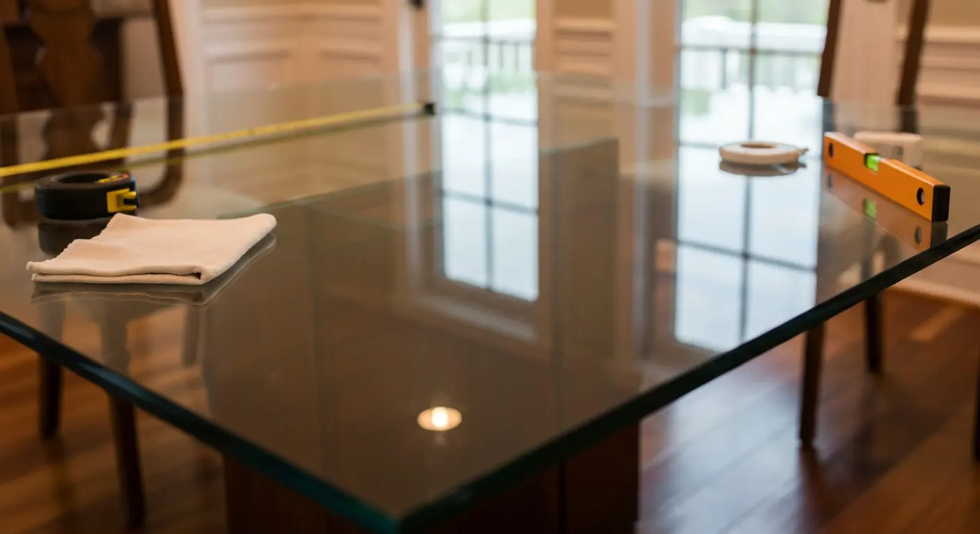 Tempered glass table top installation