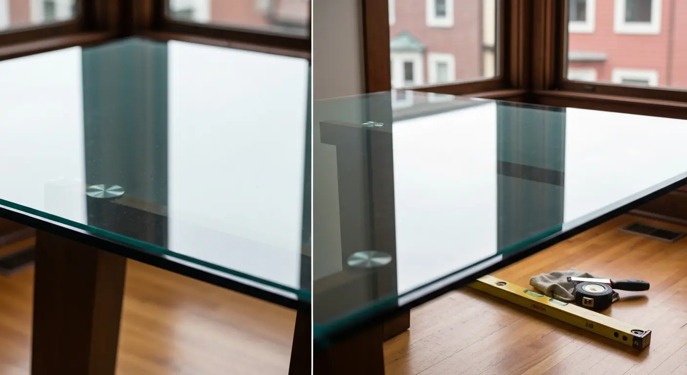 Glass table top installation