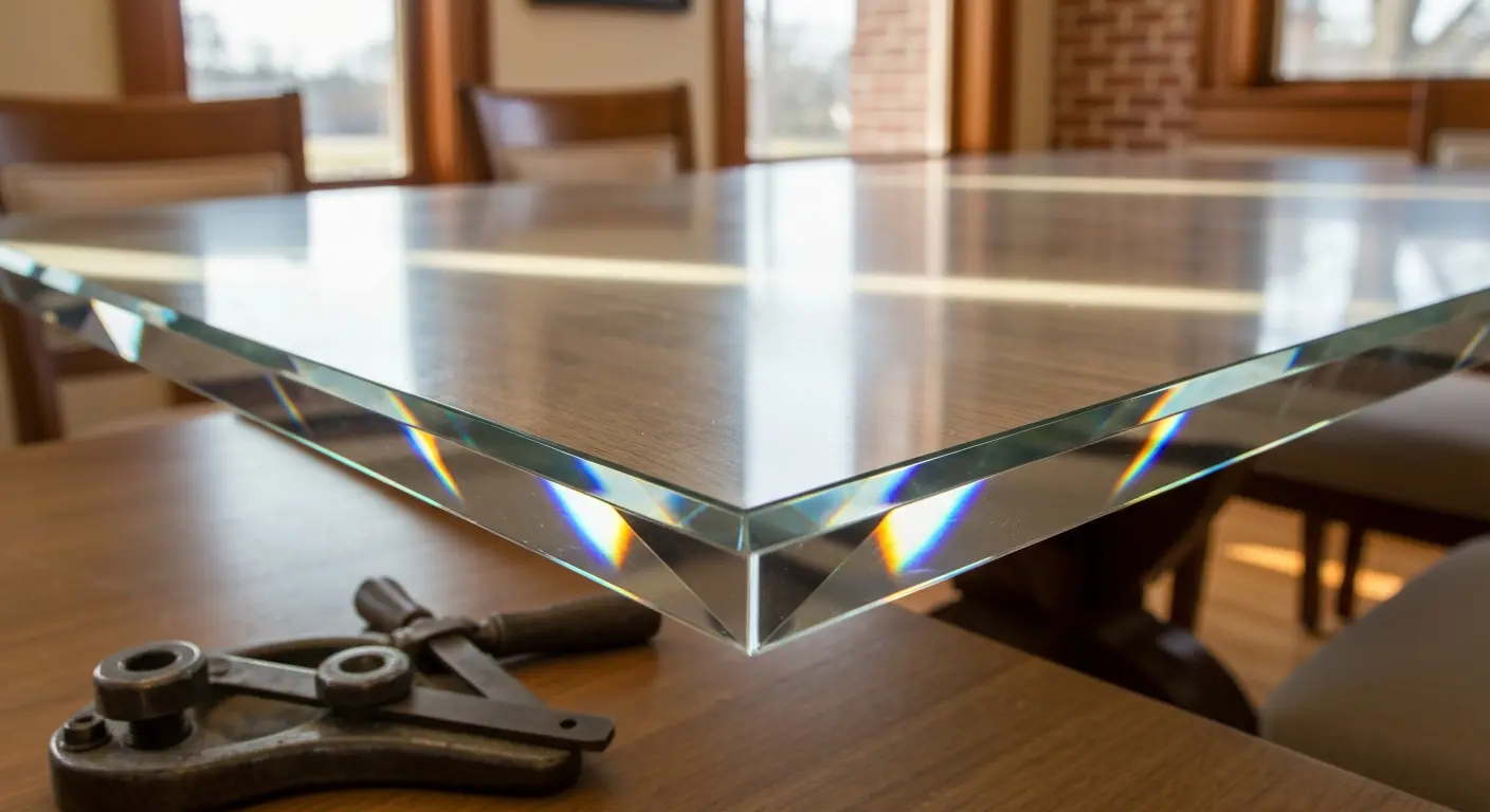 Beveled glass edge detail
