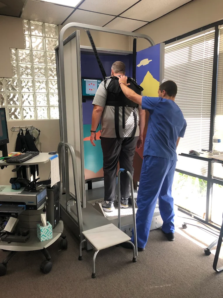 Vestibular and balance treatment session at EQUILIBRIUM Balance Performance Center, Physical Therapy, a PC