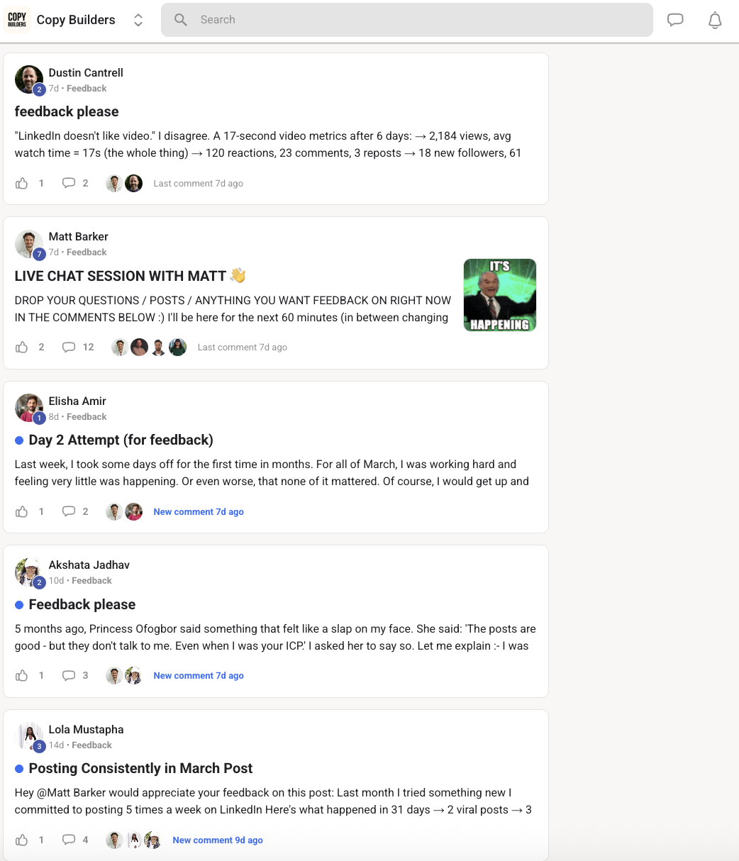 Feedback inside Your Next Post