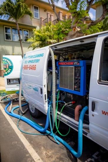 CSI Carpet cleaning van loaded with equipment