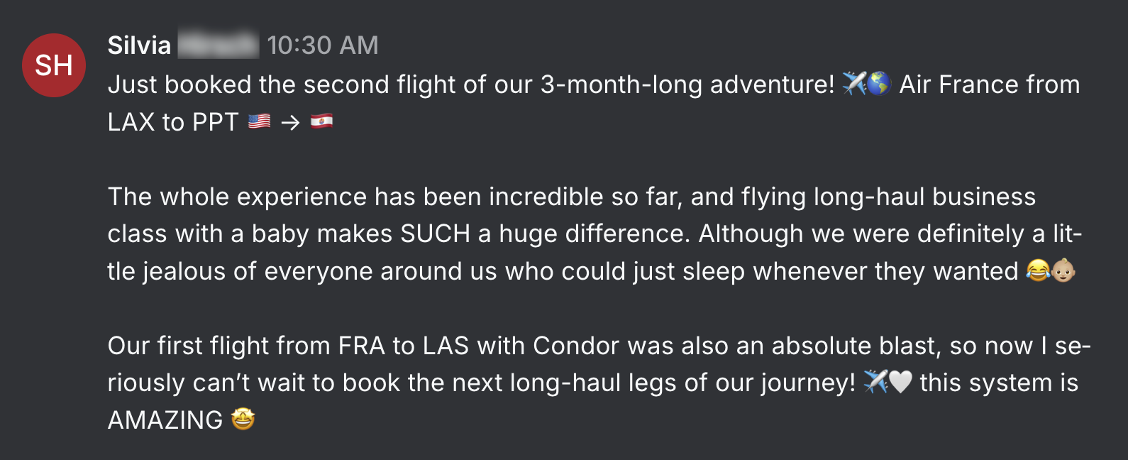 Silvia's course feedback