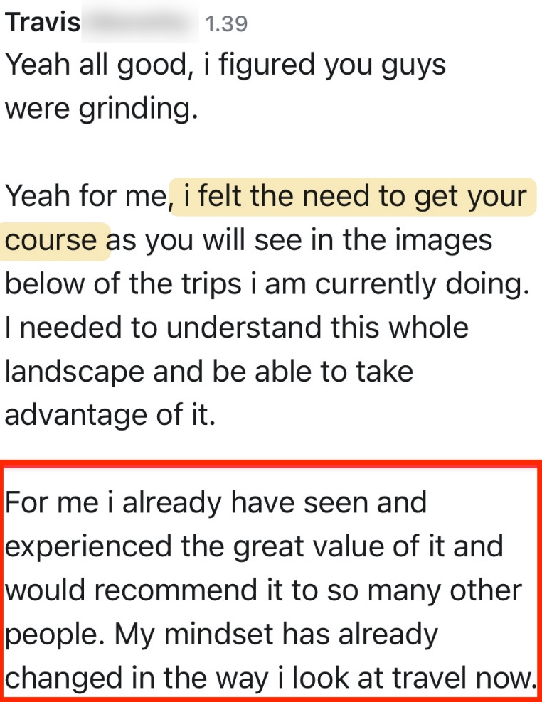 Travis's course feedback