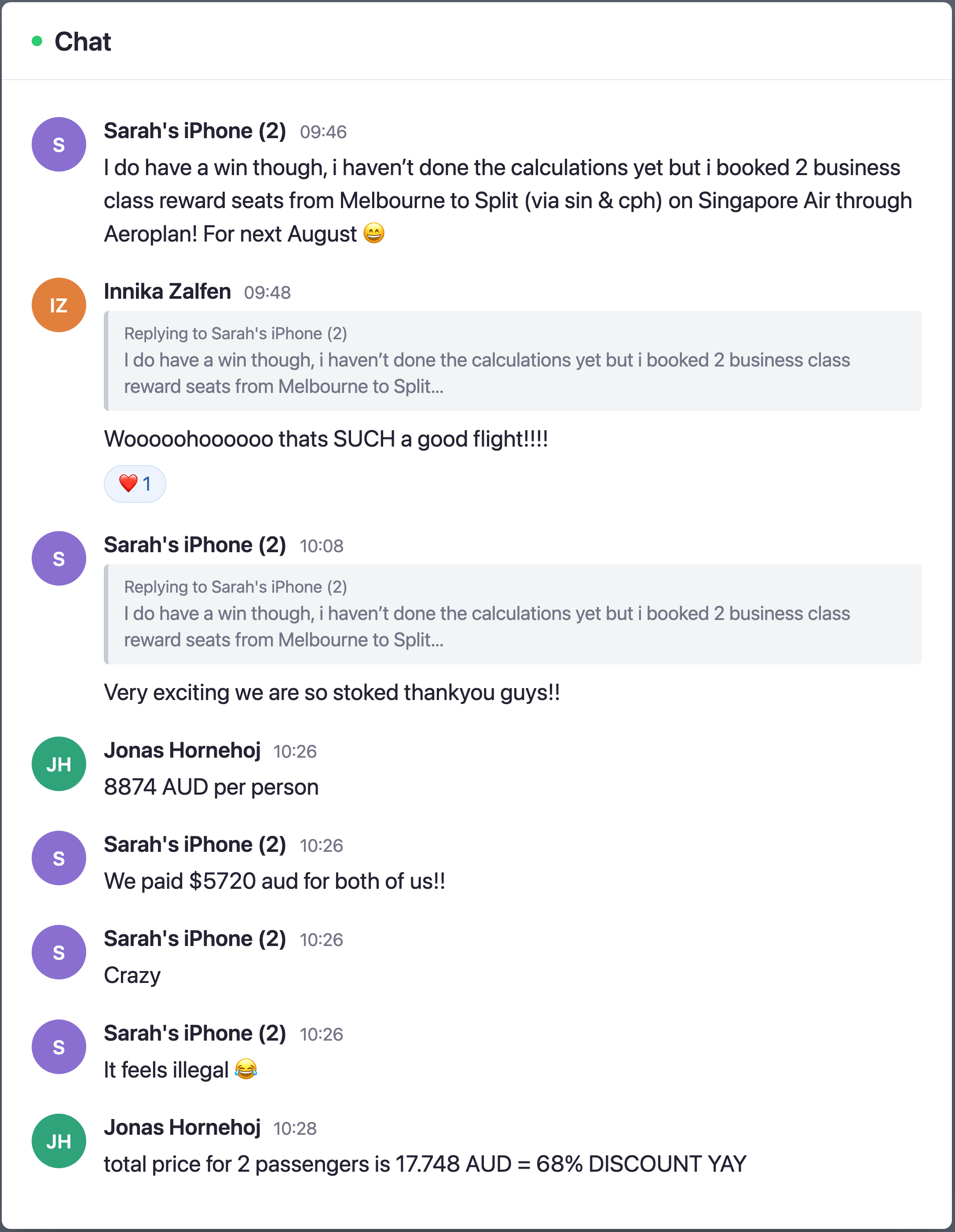 Sara's course success message