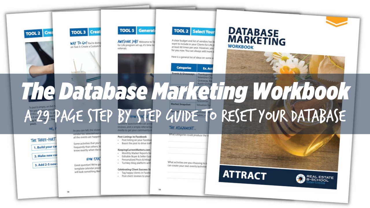 Some worksheets and "The Database Marketing Workbook" on front Some worksheets and "The Database Marketing Workbook" on front
