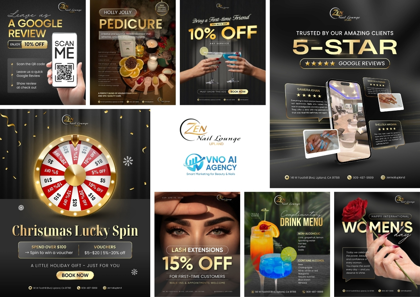 Zen Nail Lounge Menu services, barcode and promotional