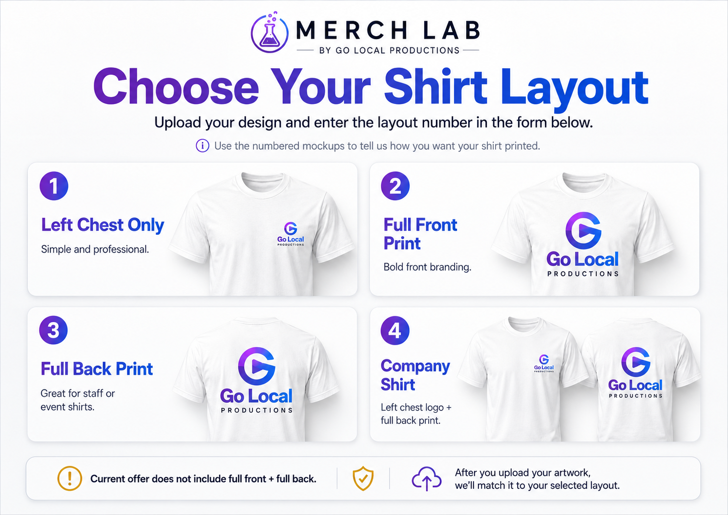 Custom shirt layout options