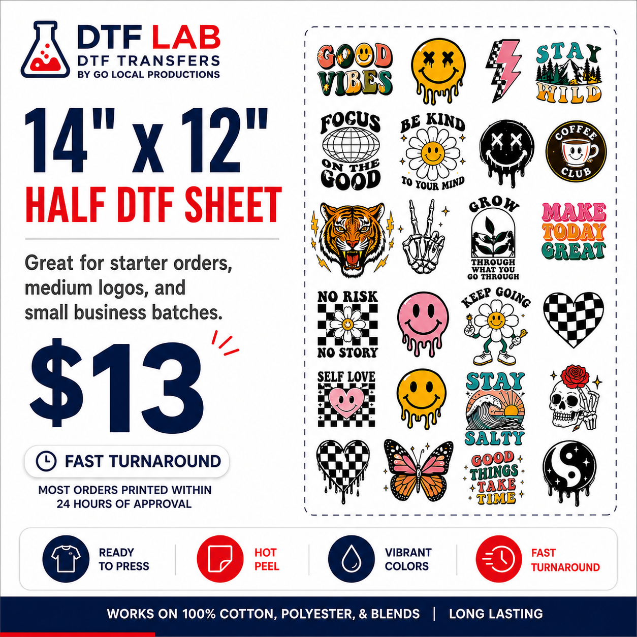 14x12 Half DTF Sheet