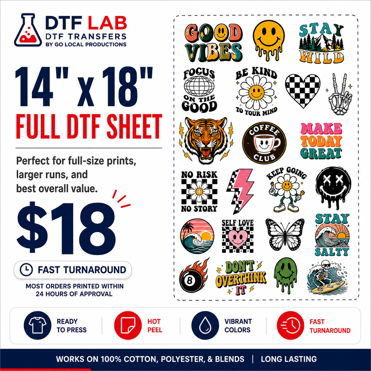 14x18 Full DTF Sheet