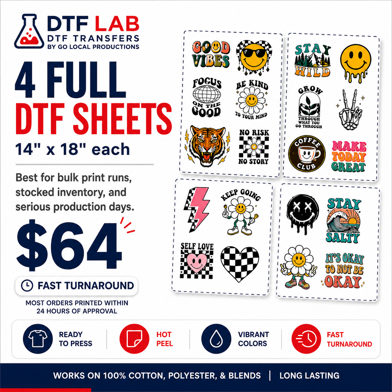 4 Full DTF Sheets