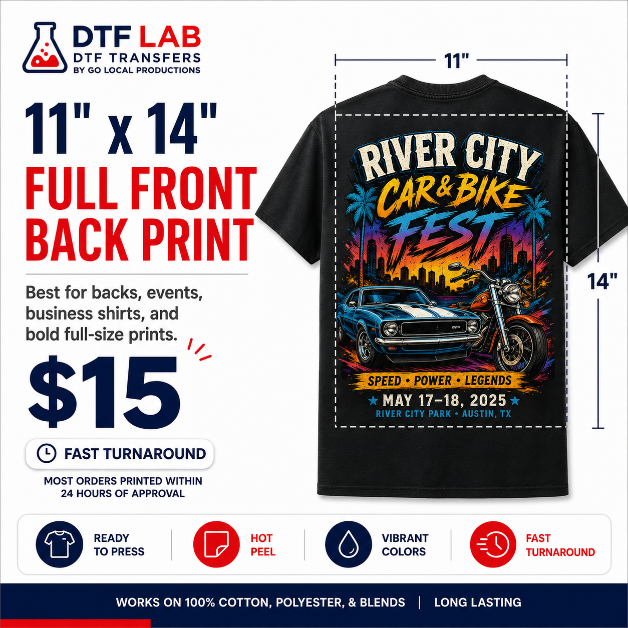 11x14 Full Front or Back Print