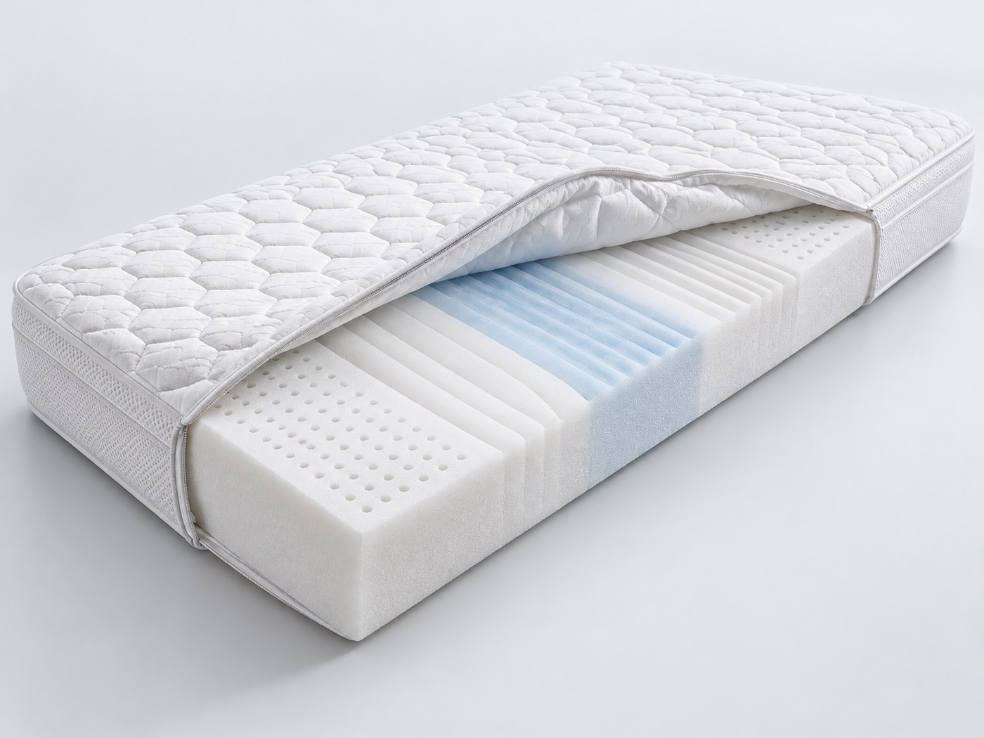 Materasso IdealCell sfoderato con il monoblocco a 5 zone in vista
