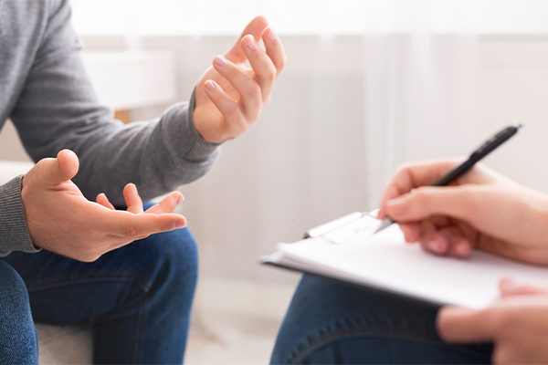 Photo of patient explaining