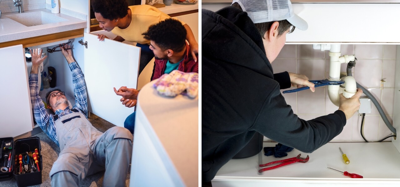 Emergency Service plumber fixing burst pipe quickly