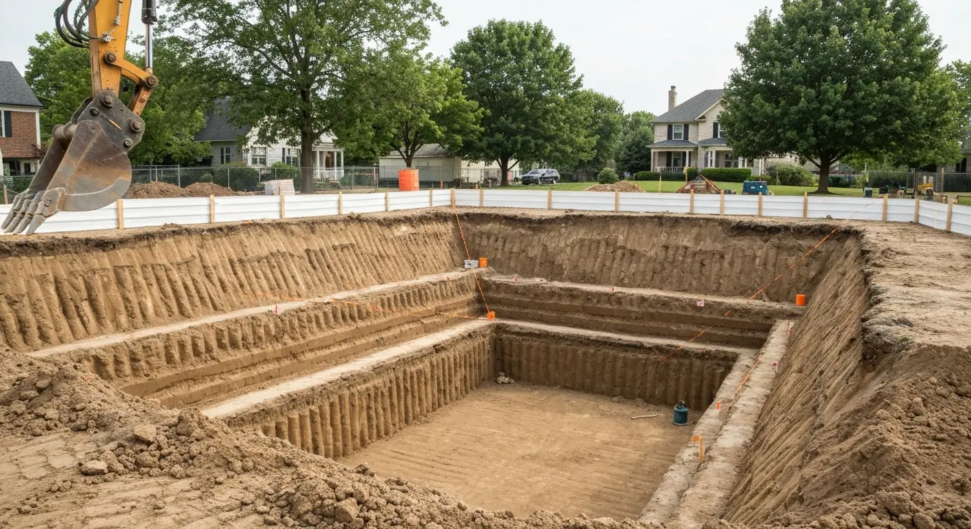 Basement excavation in progress