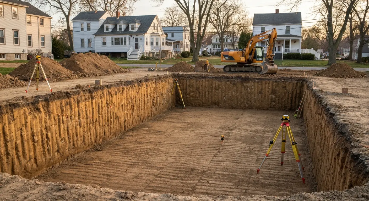 Basement excavation for home construction