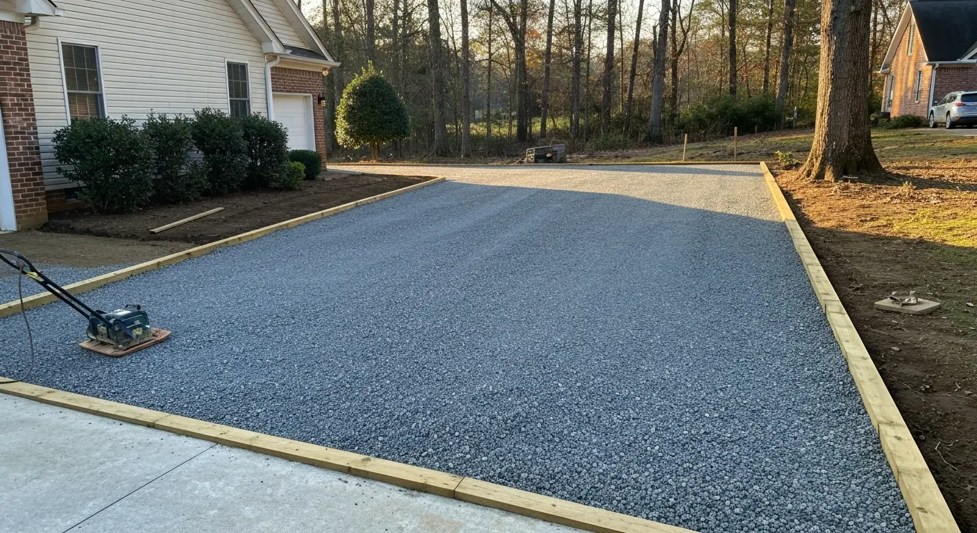 Gravel driveway construction